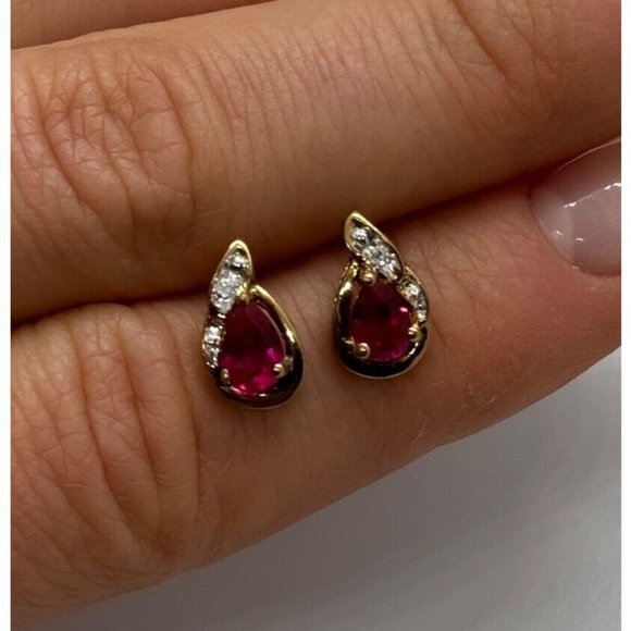 925 STERLING SILVER GOLD PLATED SPINEL EARRINGS